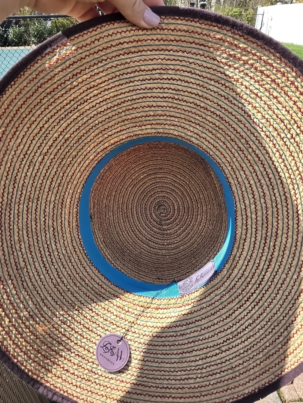Lola Hats Women’s Wide Brim Straw Sun Hat with Blue Ribbon, Nwt - Picture 5 of 5